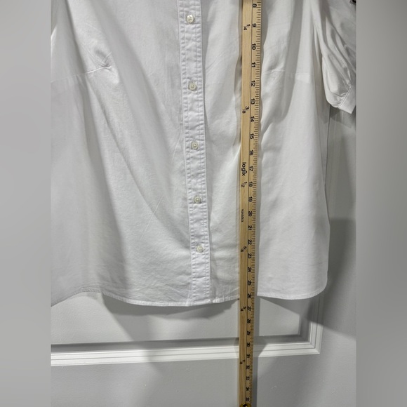 J.Crew Factory Puff Sleeve Button-Down Shirt Women L White Collared Cotton Blend - Picture 8 of 10